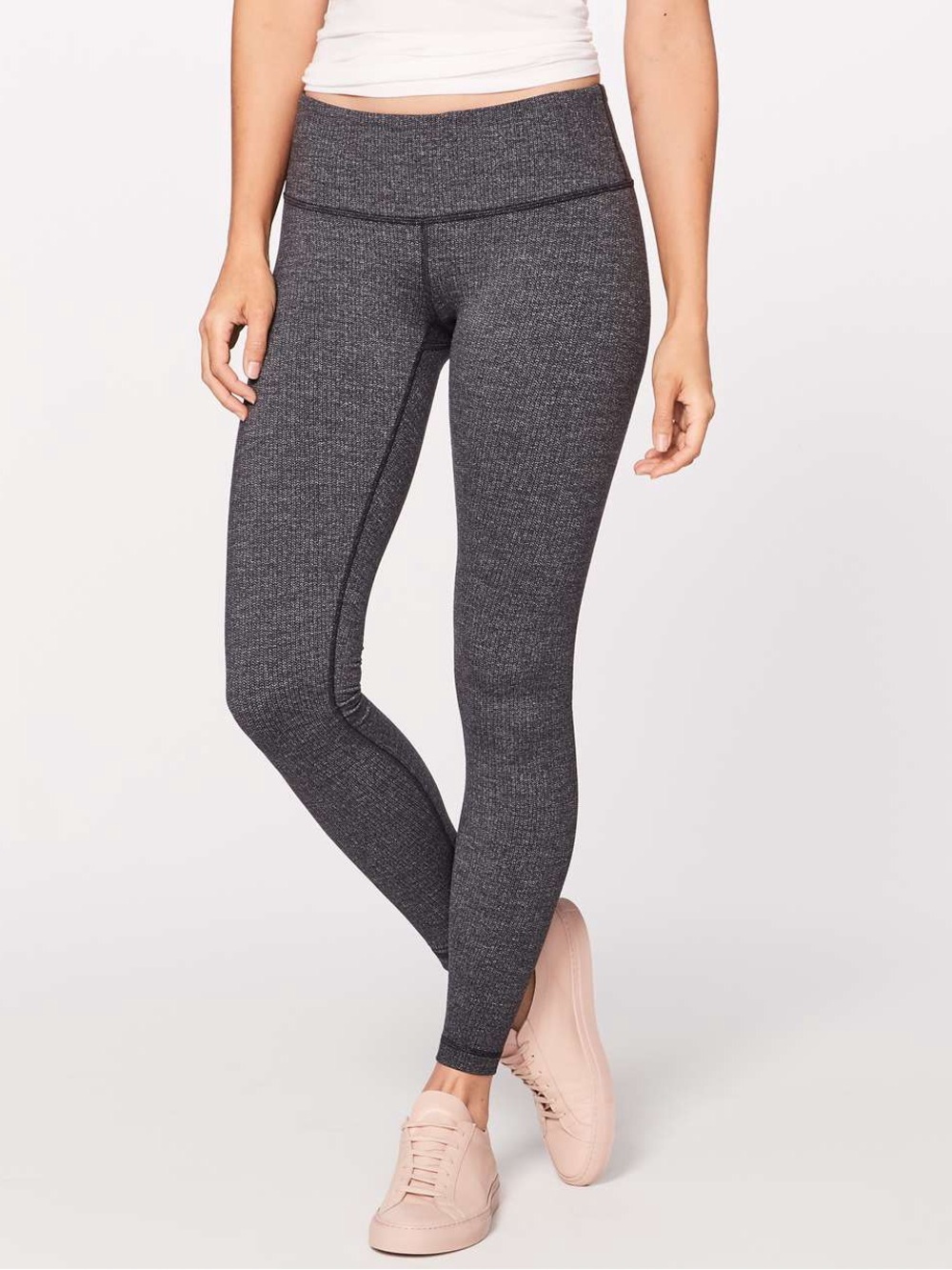 Lululemon Wunder Under Pant Heathered Herringbone Black Size 4 Full Length 30"